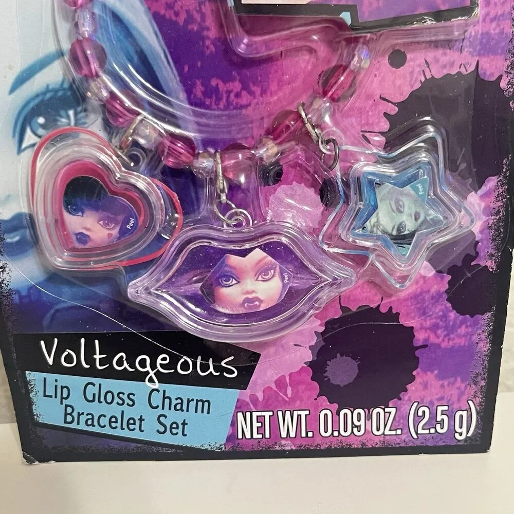 Monster High Ghoulicious Voltageous Lip Gloss Charm Bracelet Set Mattel 2015